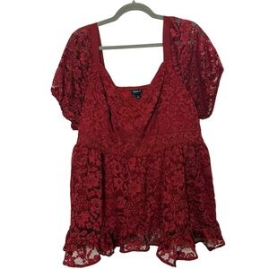 Torrid Women's Red Lace Babydoll Top sz 1